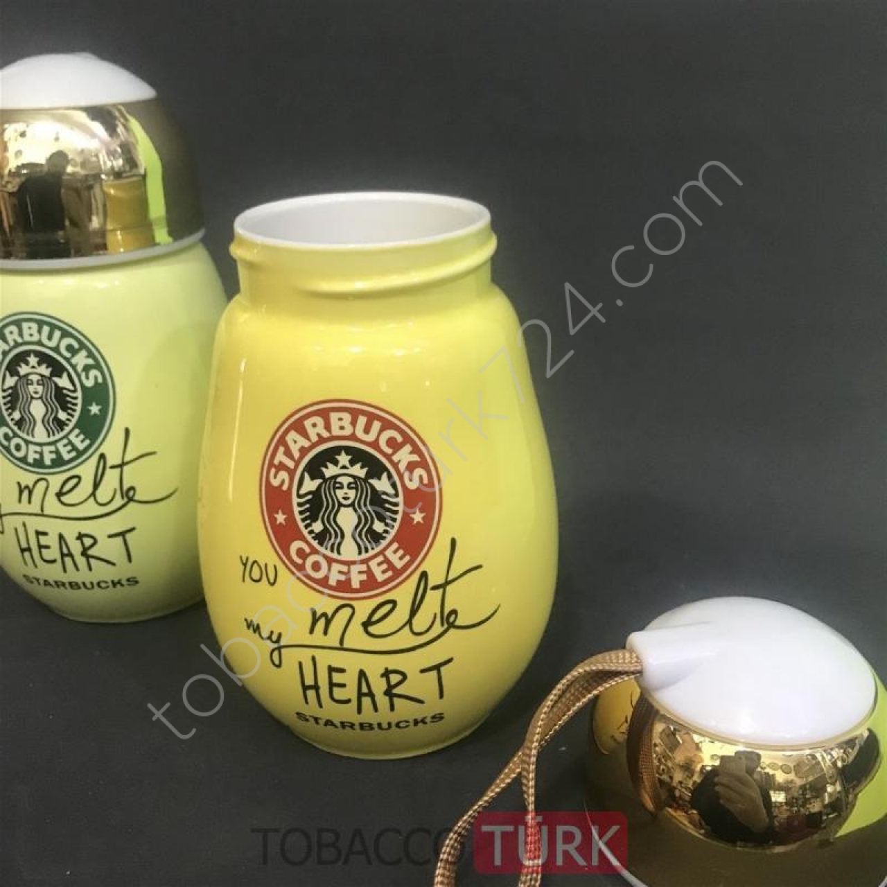 Starbucks Göbekli Termos Seramik Kapaklı Bardak Kupa