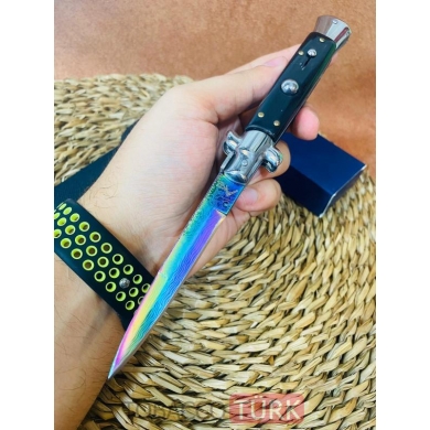 AkcMarka Stiletto İtalyan SiyahKasa-SpektrumRenk Bıçak