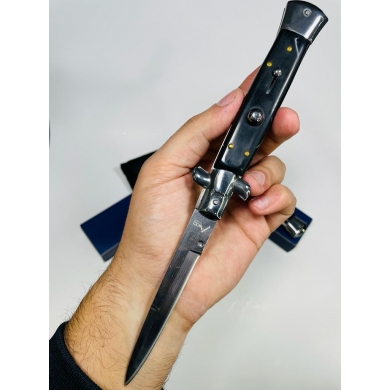 Akc İtalyan SiyahKasa DüzMetal Bıçak-25cm